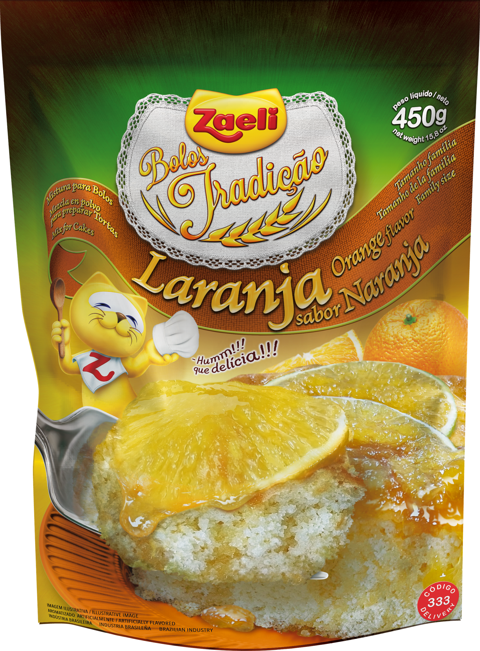 MISTURA PARA BOLO LARANJA ZAELI 450G  – ZAELI
