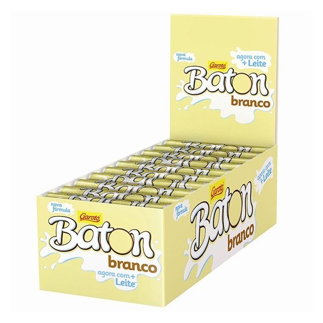 BATON GAROTO CHOCOLATE BRANCO – DISPLAY C/ 30 X 16GR