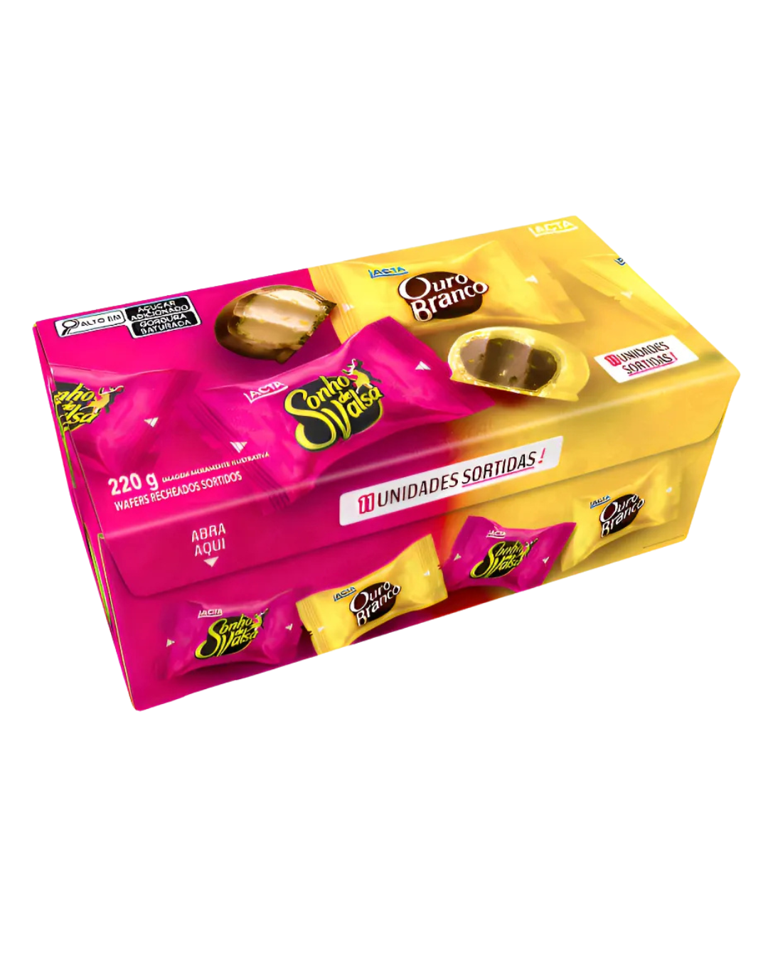 CAIXA DE BOMBOM MIX OURO BRANCO E SONHO DE VALSA 220GR