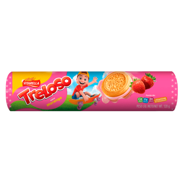 BISCOITO RECHEADO TRELOSO 120G MORANGO