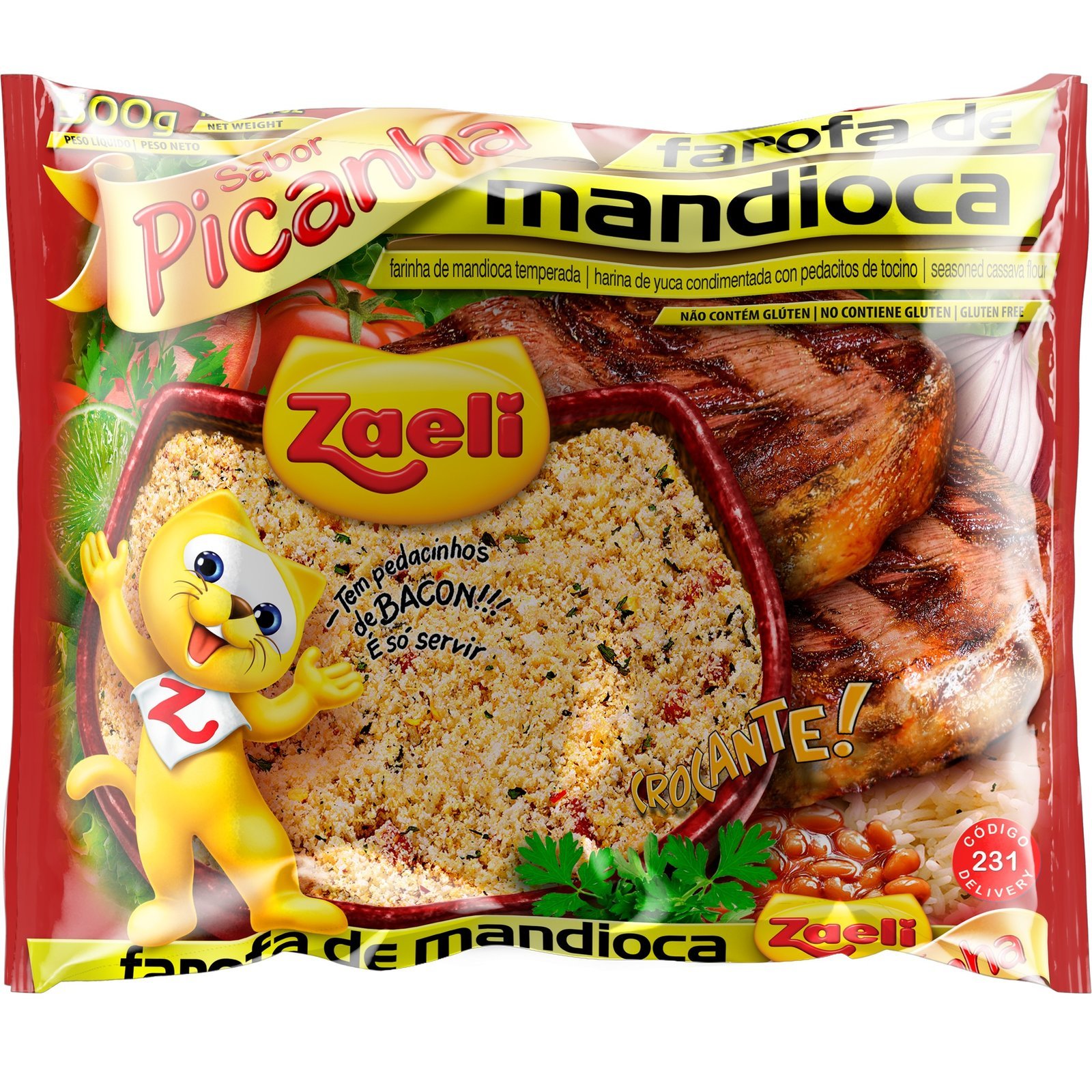 FAROFA ZAELI MANDIOCA PICANHA 500G