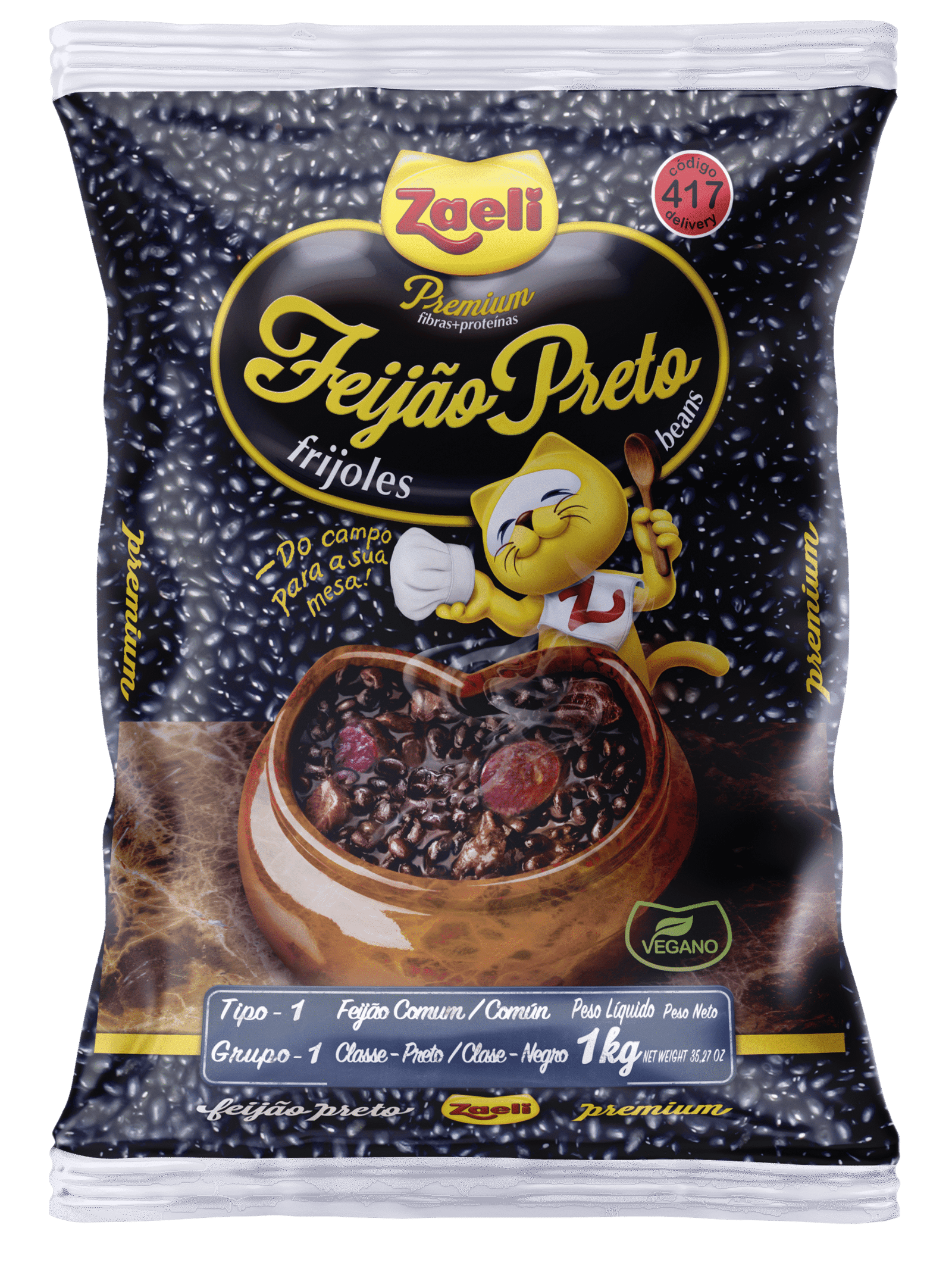 FEIJÃO PRETO PREMIUM TIPO 1 ZAELI 1KG