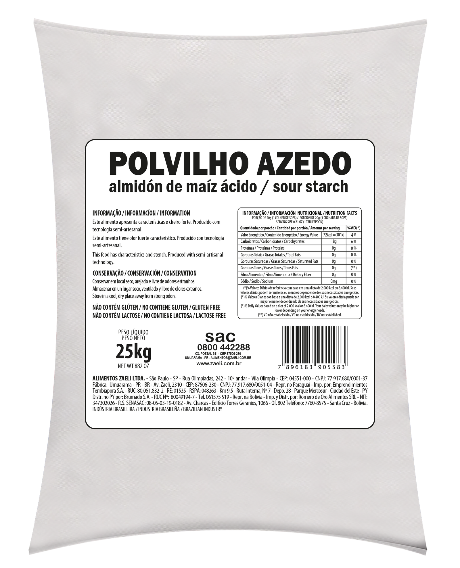 POLVILHO AZEDO ZAELI 25KG