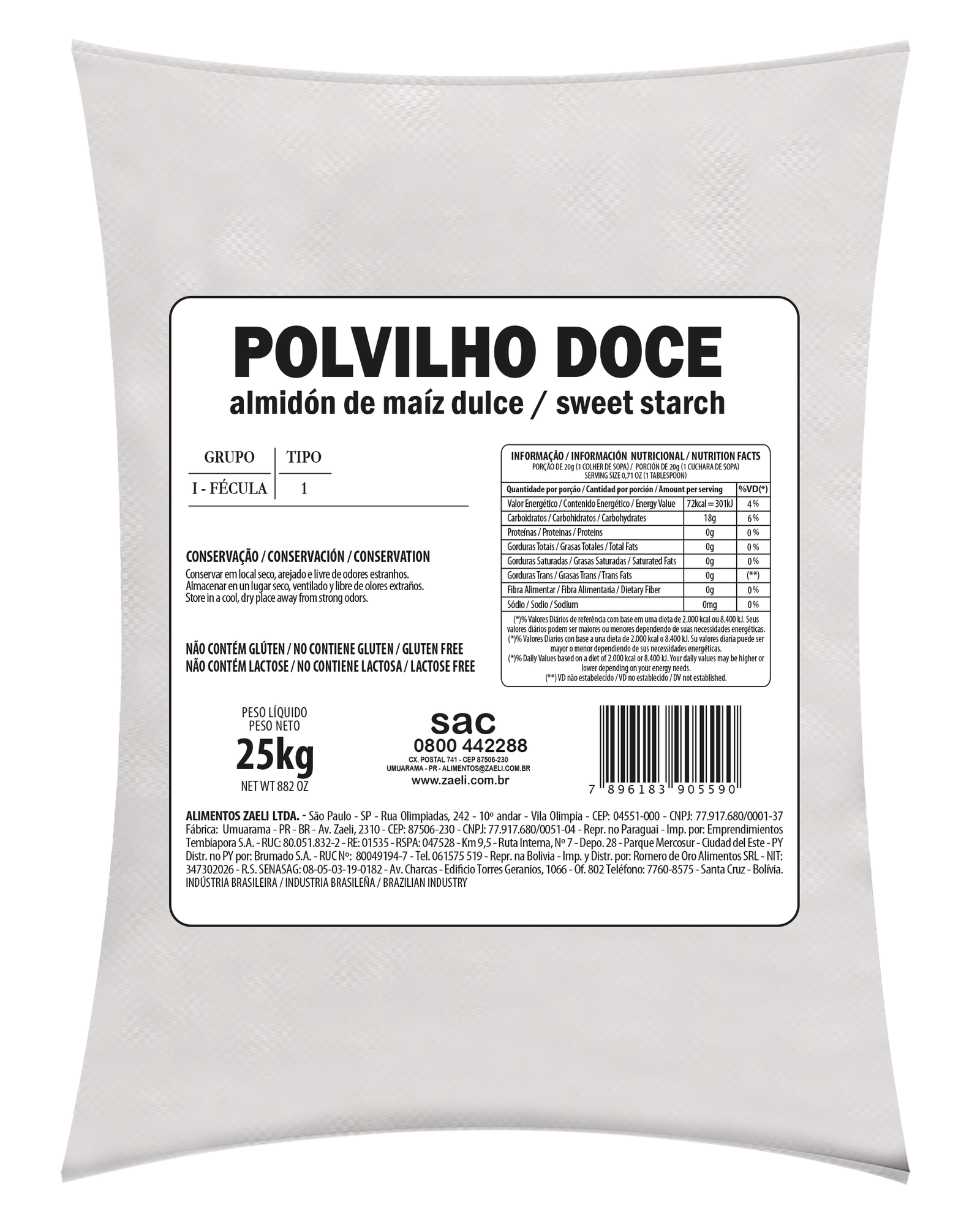POLVILHO DOCE ZAELI 25KG